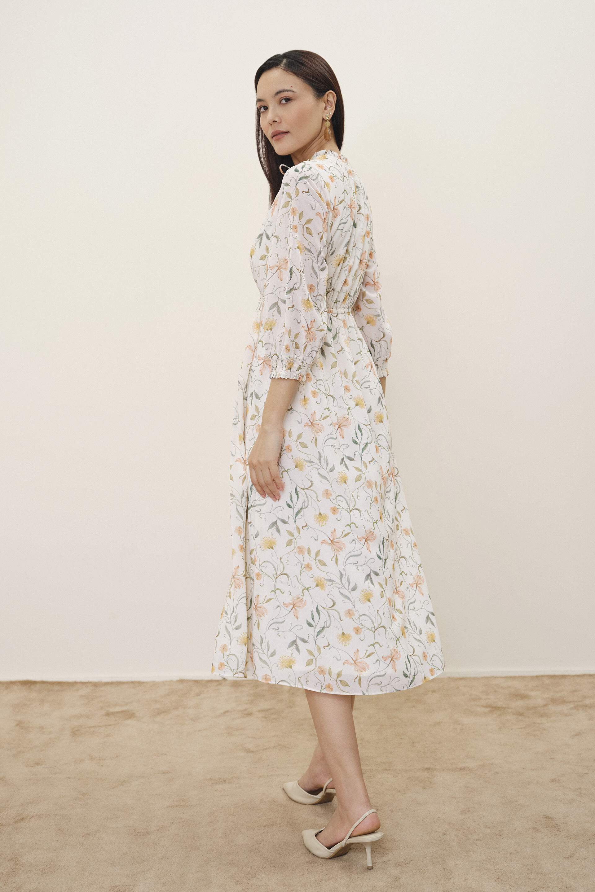 Alyson Printed Lime Dress, Lime, image 2